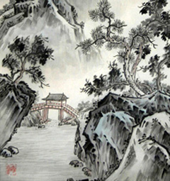 chinese painting bridge